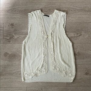 Vintage Cream Crochet Knit Vest